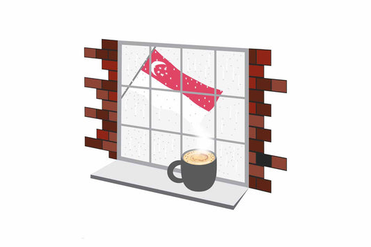 Singapore Coffee Rain Window Sticker