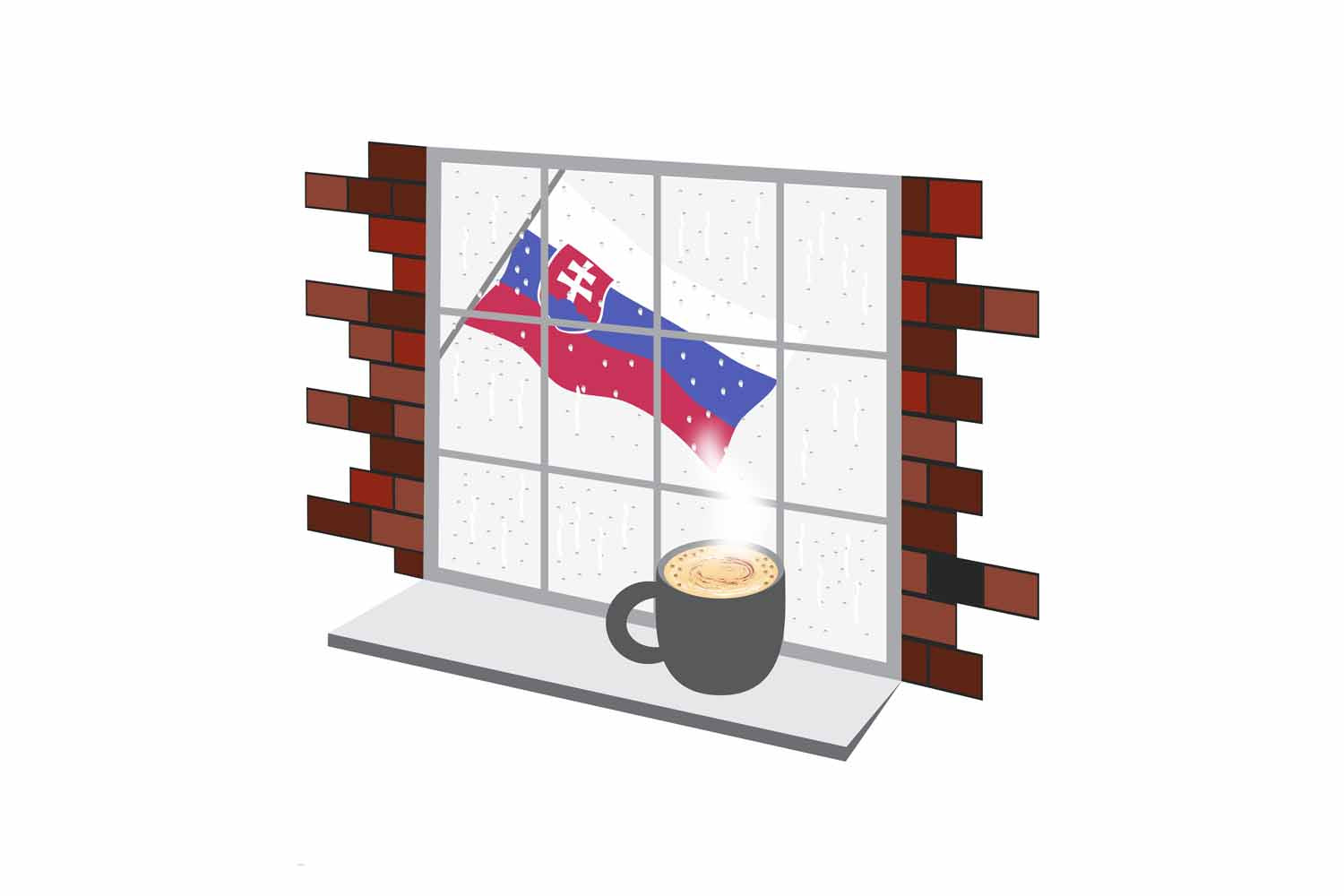 Slovakia Coffee Rain Window Fridge Magnet