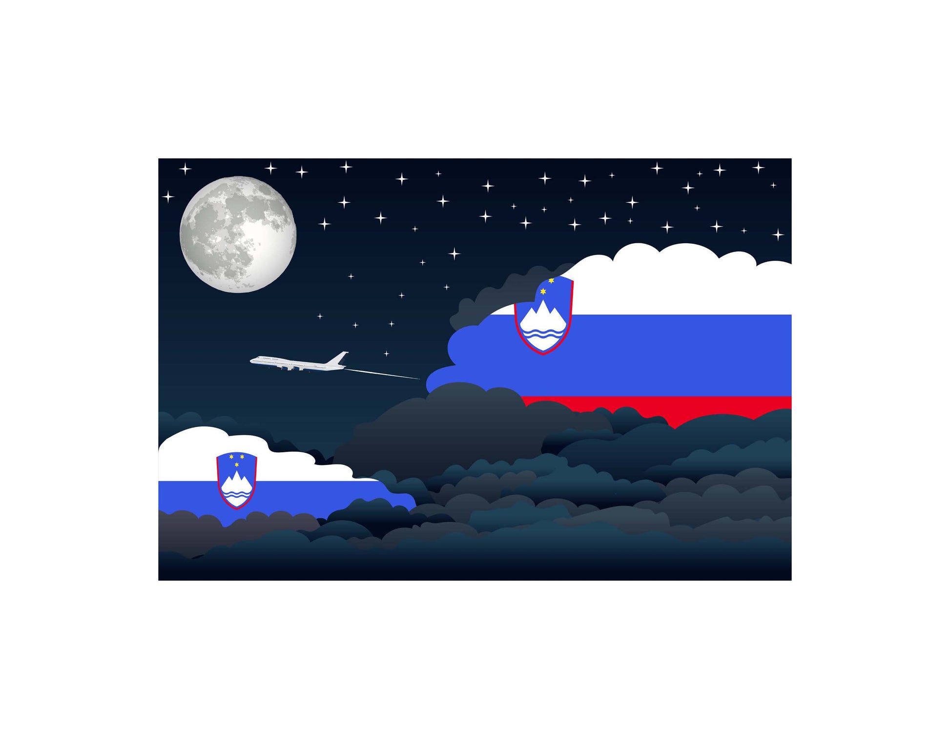 Slovenia Night Clouds Canvas Print Framed