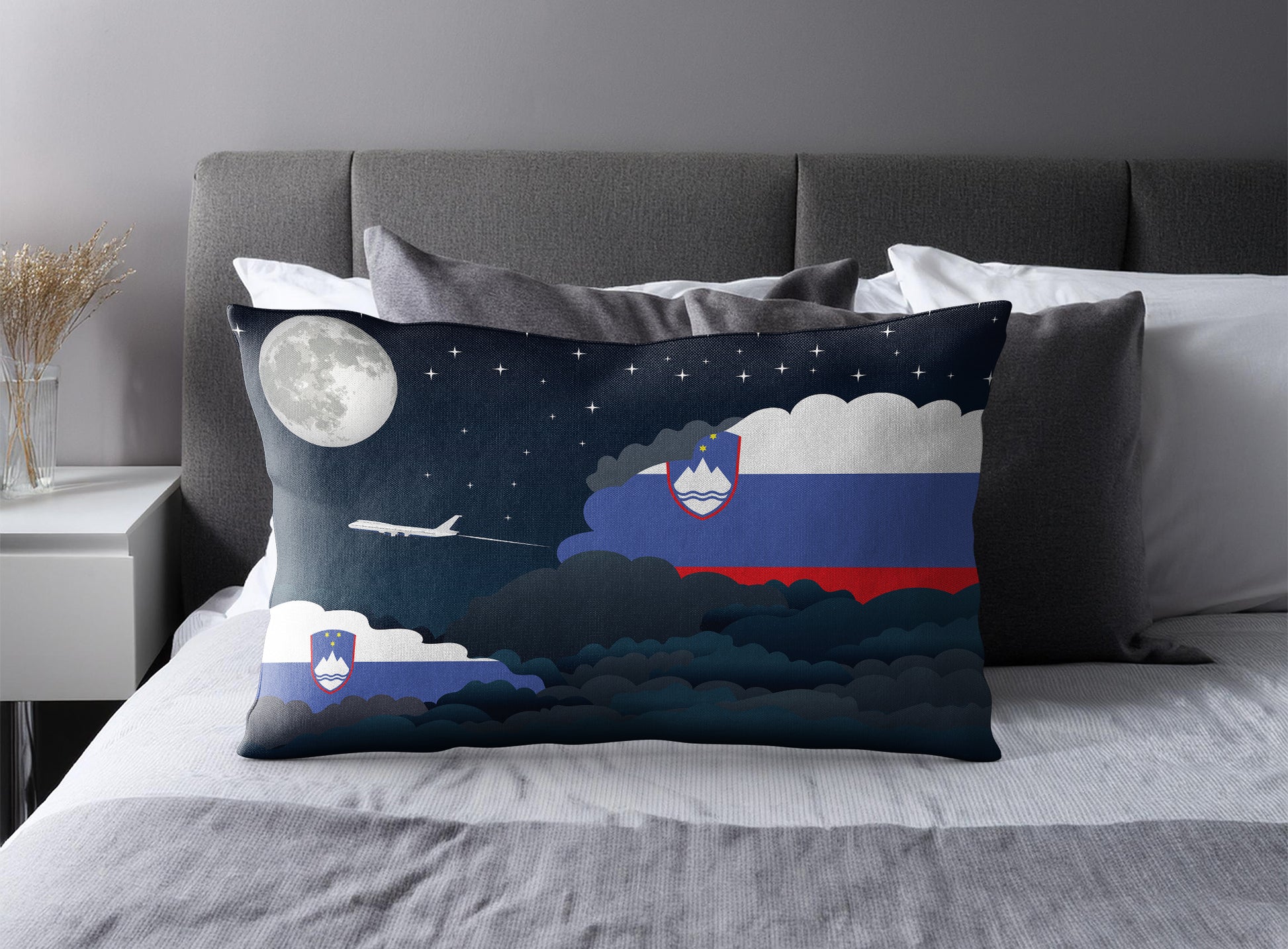 Slovenia Night Clouds Pillow Case and Pillow Throw