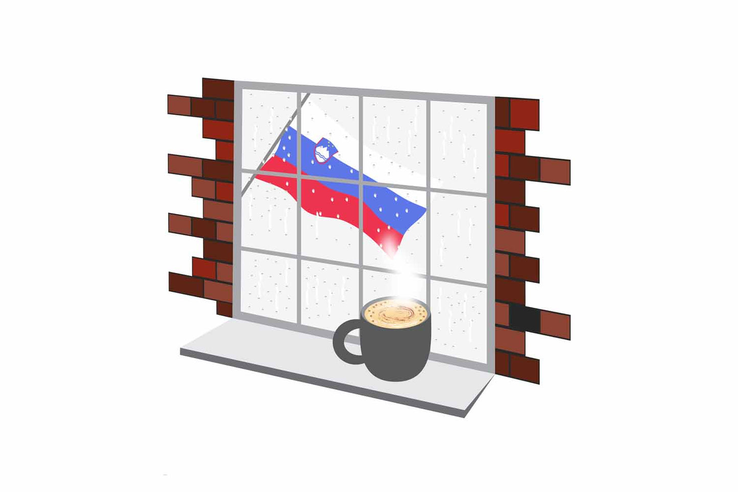 Slovenia Coffee Rain Window Fridge Magnet