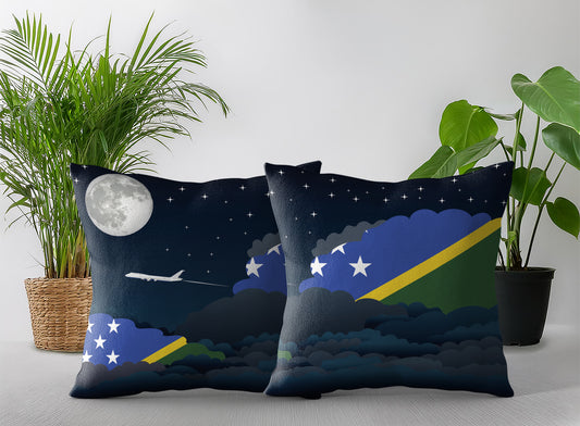 Solomon Islands World Airplane Night Clouds Square & Rectangle Pillow Cases | Aviation Night Sky Pillow Covers