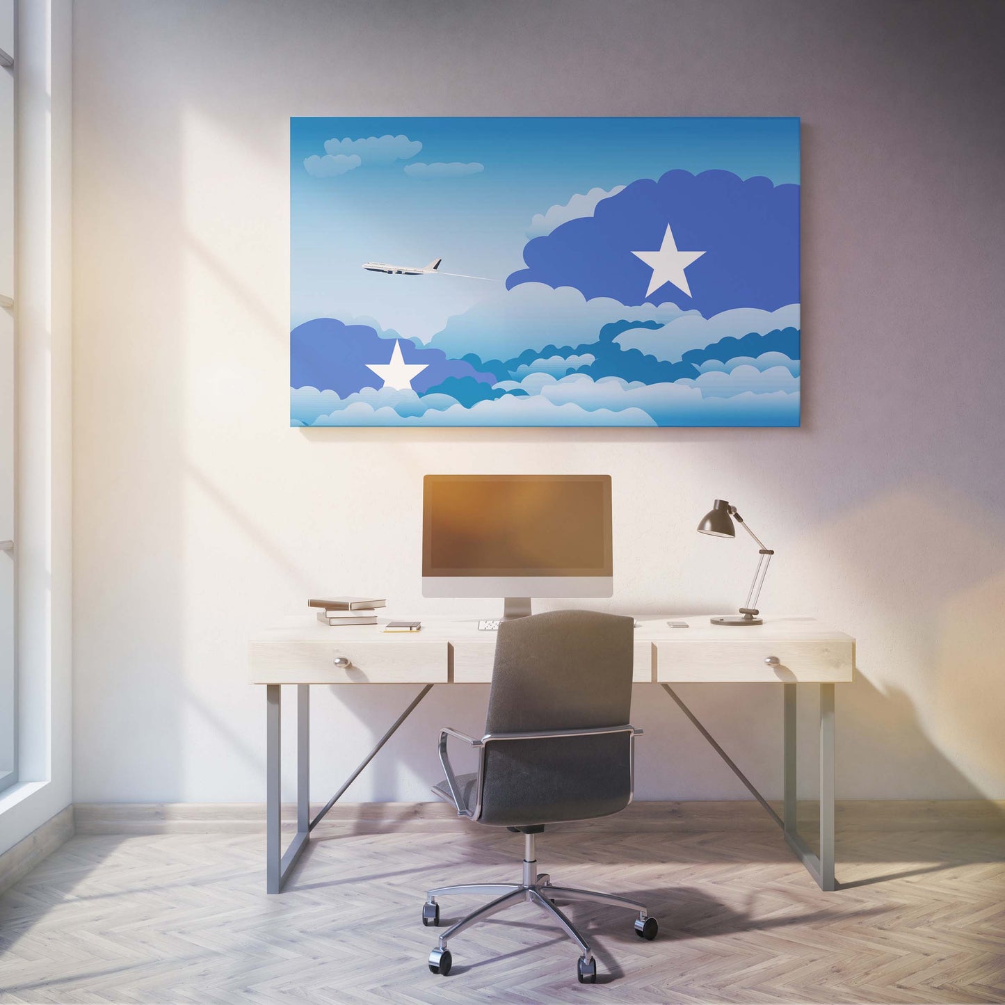Somalia Day Clouds Canvas Print Framed