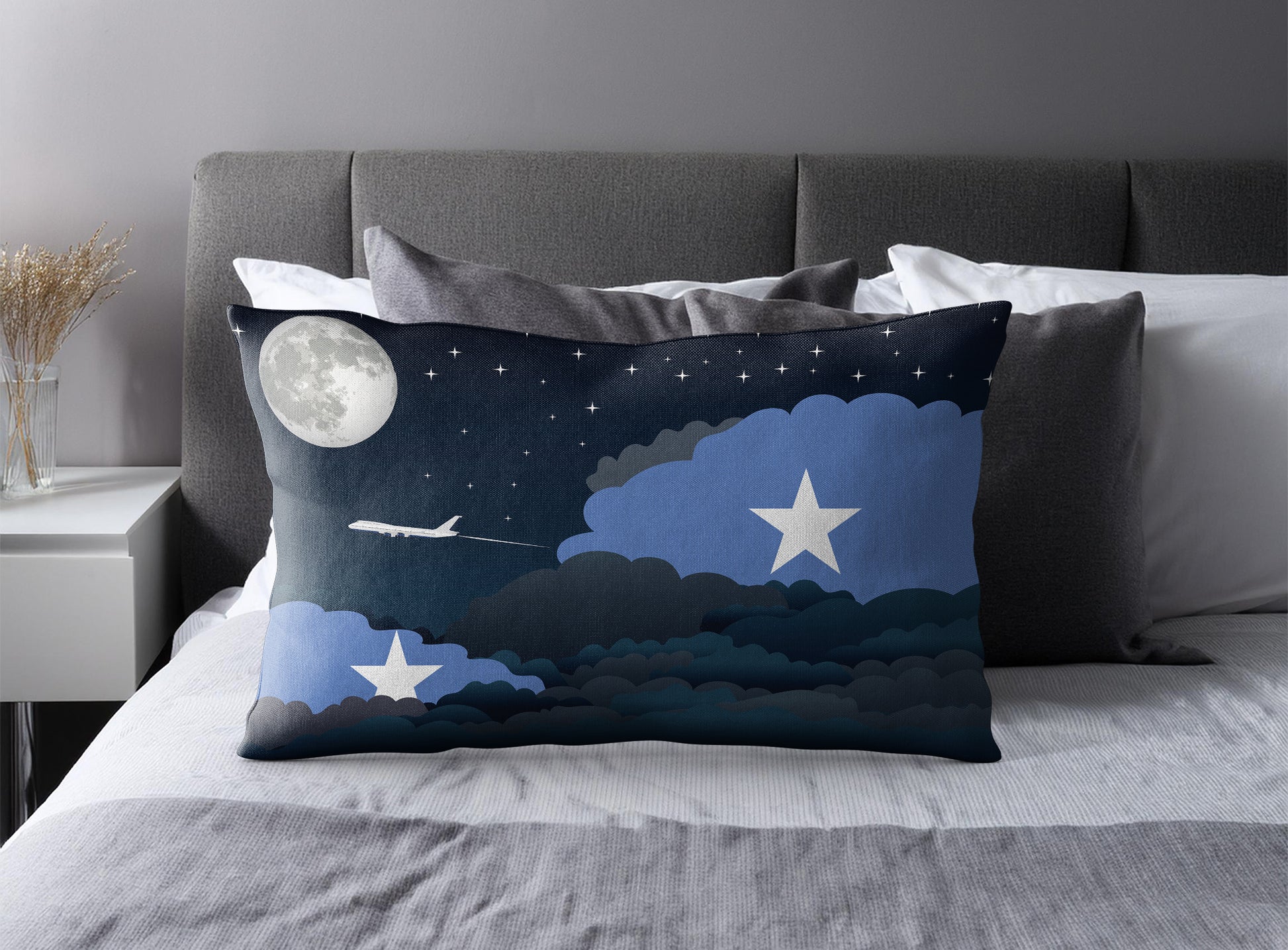 Somalia Night Clouds Pillow Case and Pillow Throw