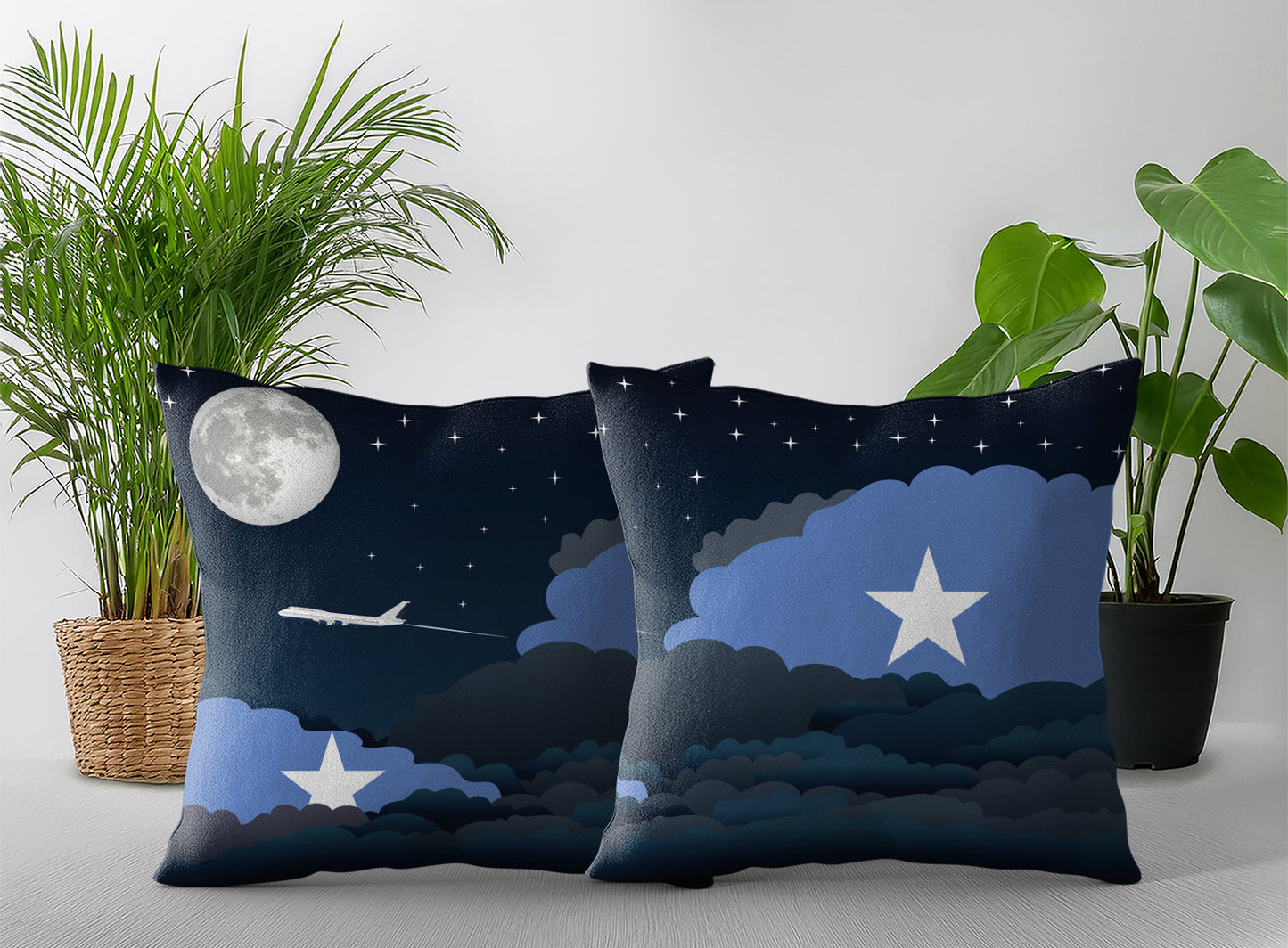 Somalia Night Clouds Pillow Case and Pillow Throw
