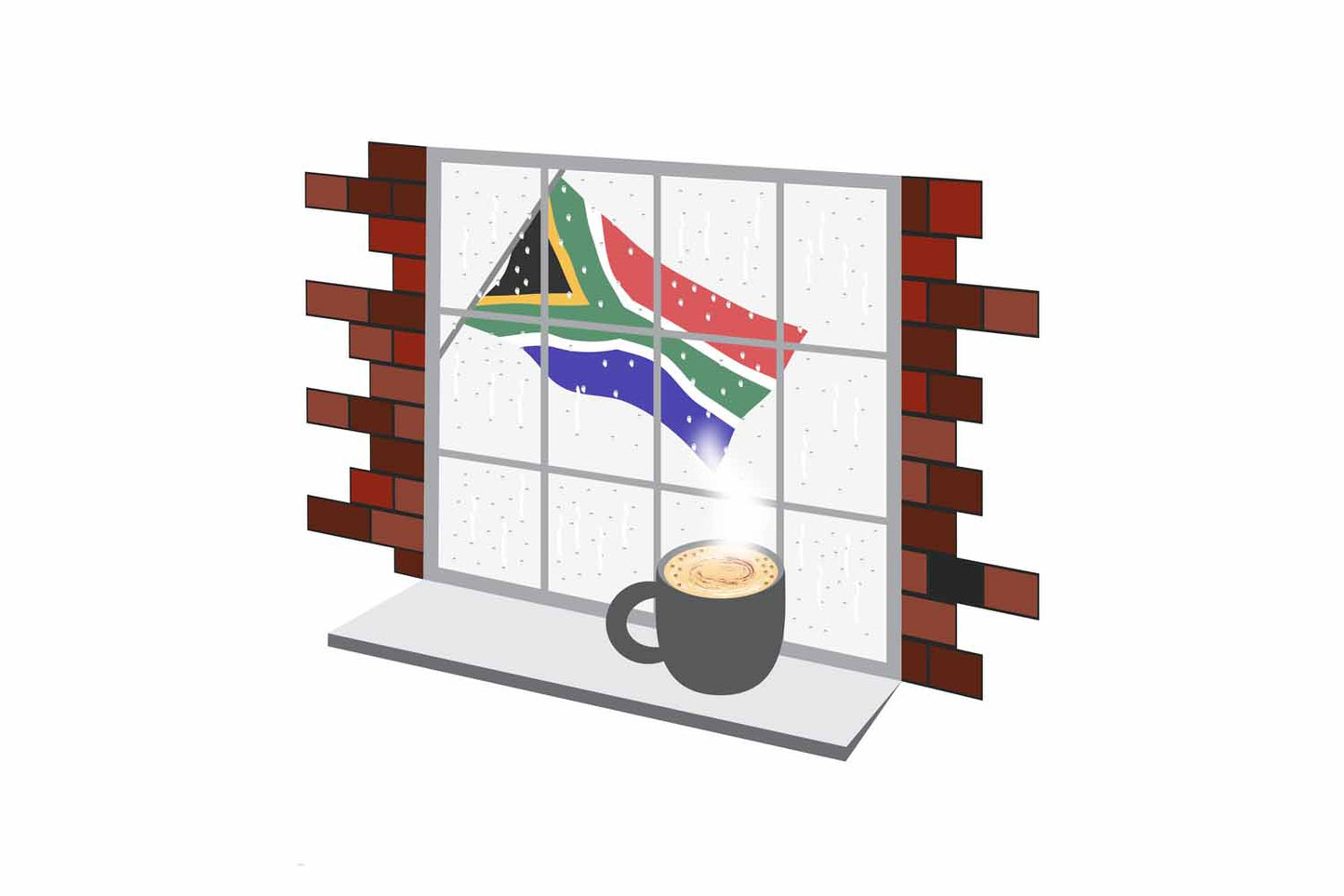 South Africa Coffee Rain Window Fridge Magnet