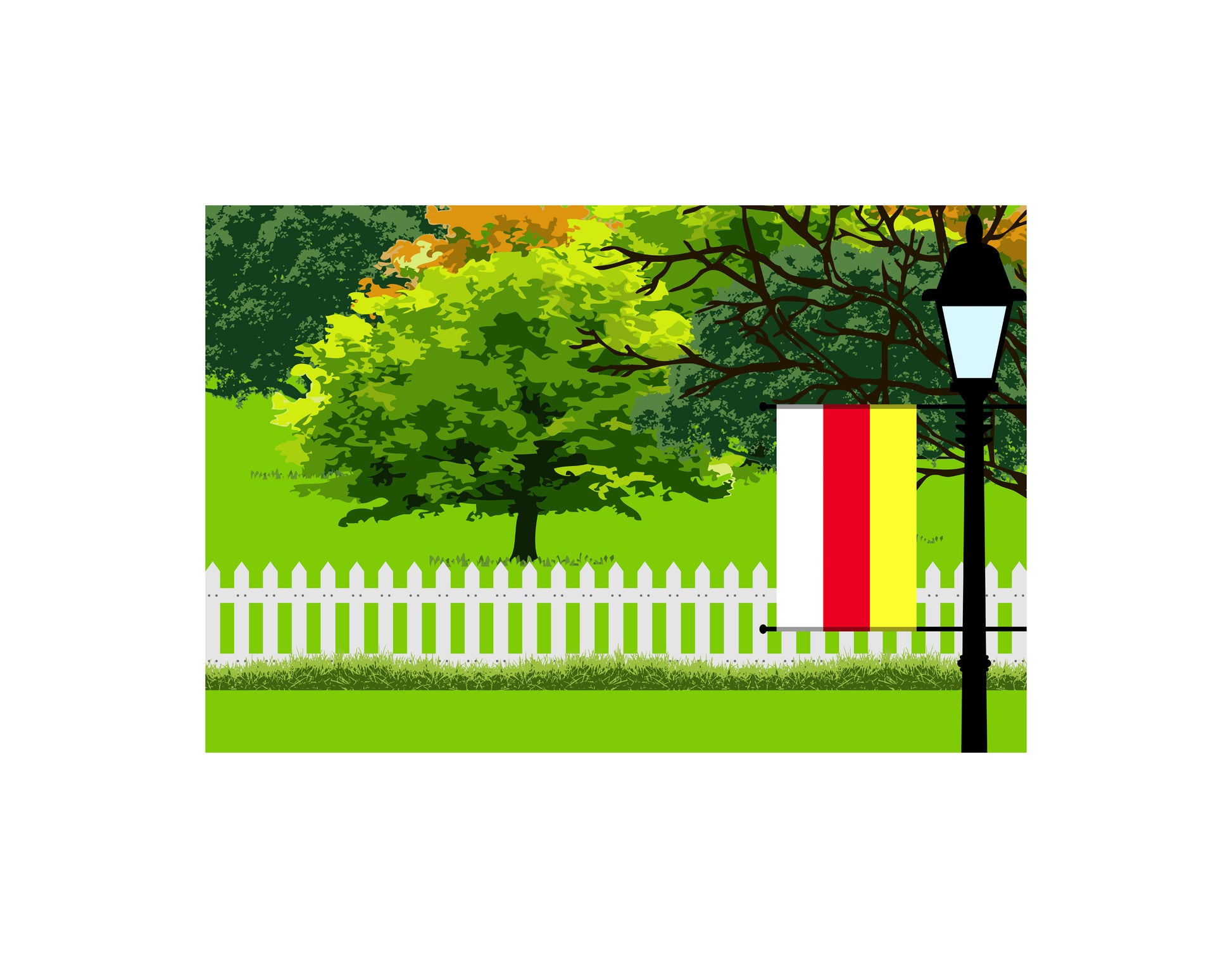 South Ossetia Trees Street Lamp Canvas Print Framed