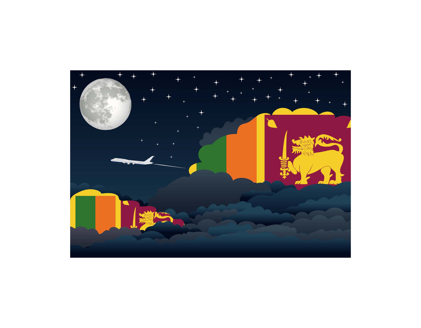 Sri Lanka Night Clouds Canvas Print Framed