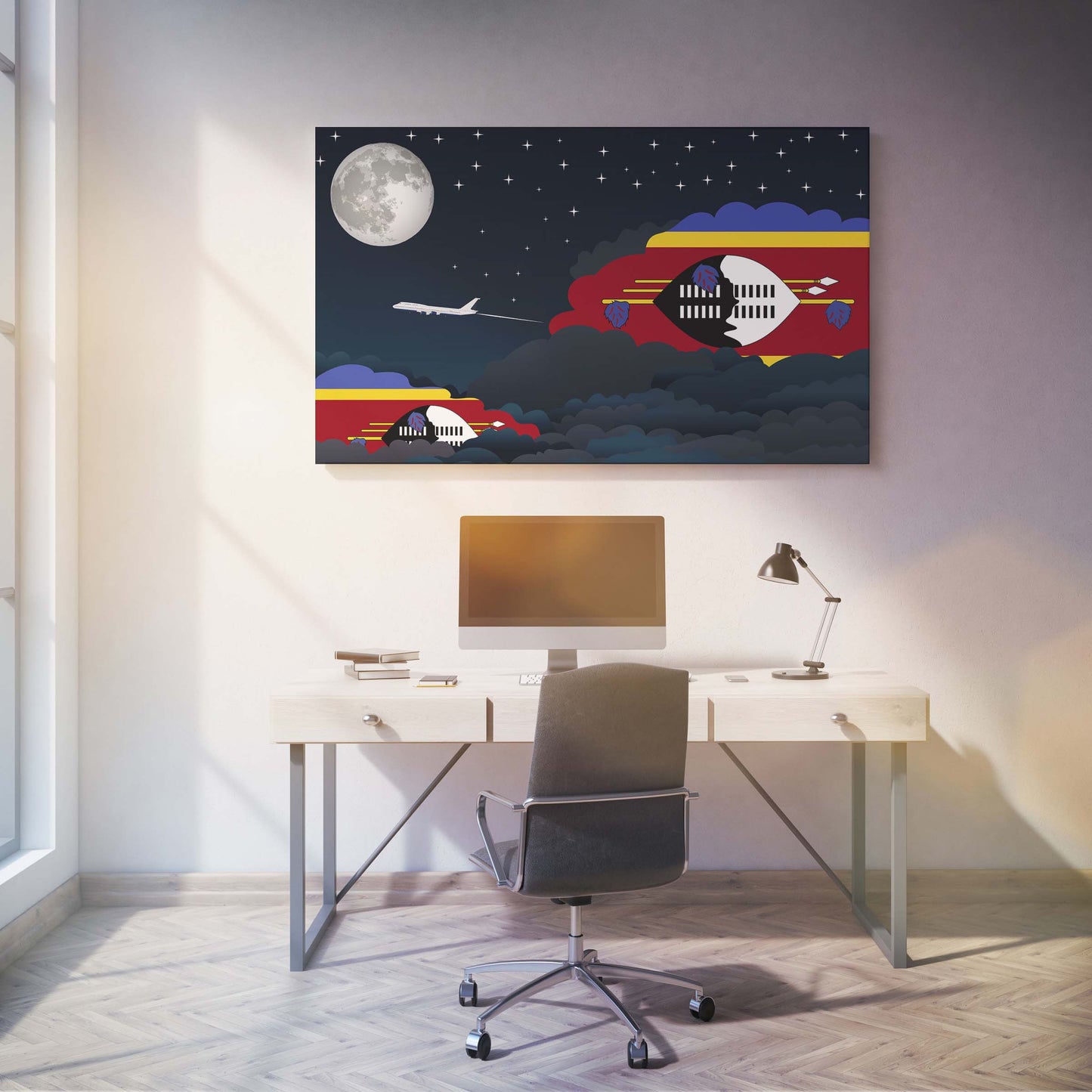 Swaziland Night Clouds Canvas Print Framed