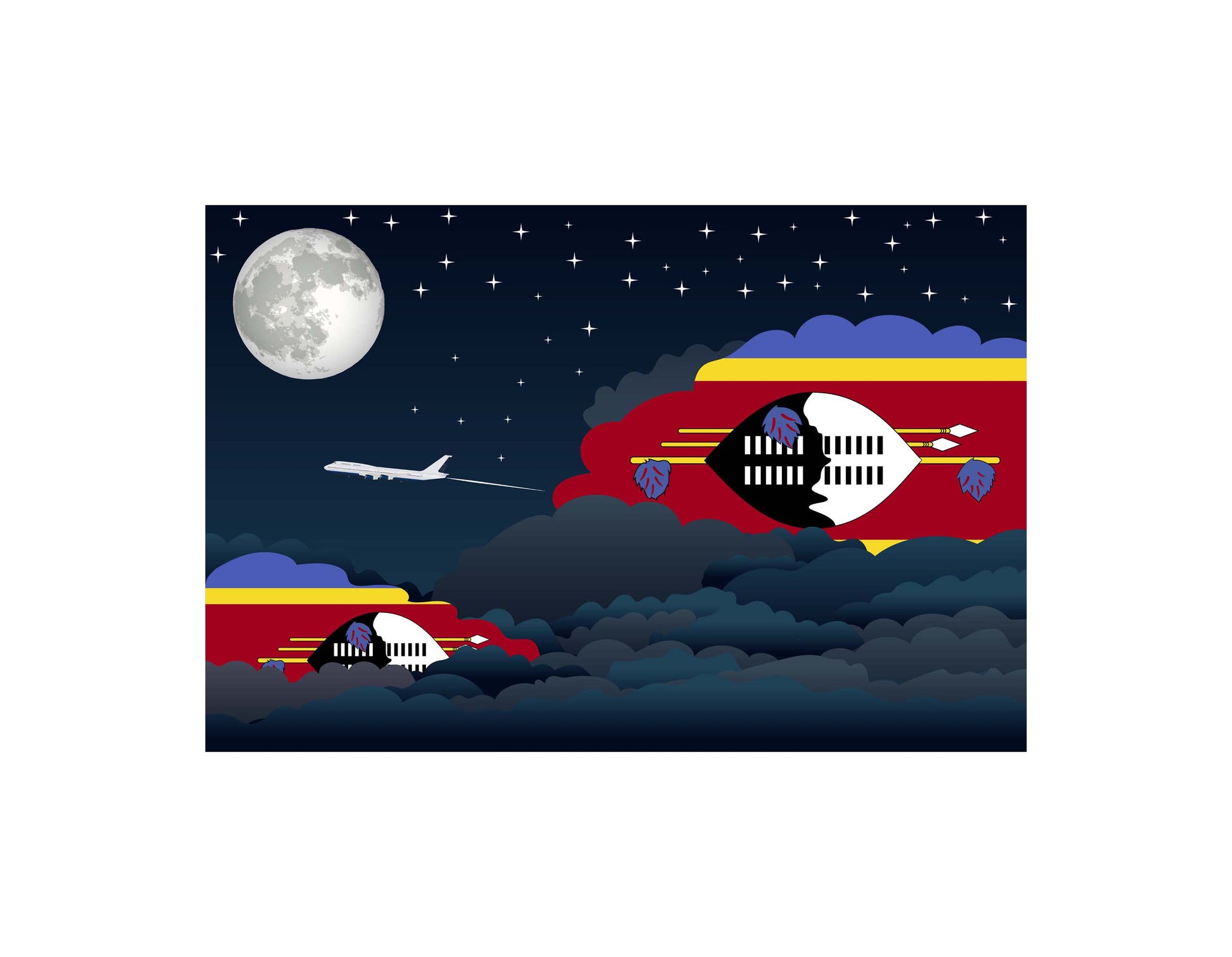 Swaziland Night Clouds Canvas Print Framed