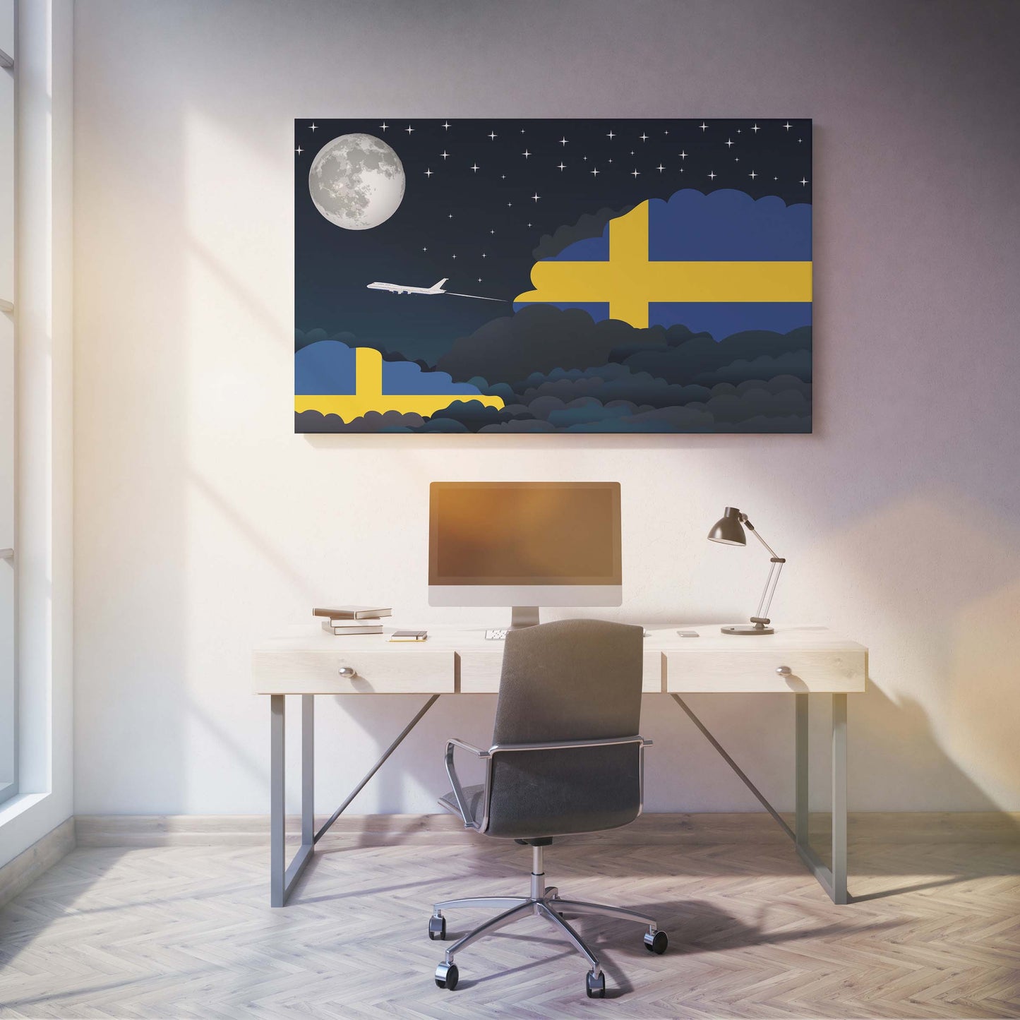 Sweden Night Clouds Canvas Print Framed