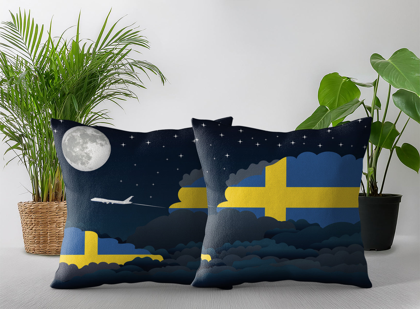 Sweden Night Clouds Pillow Case and Pillow Throw
