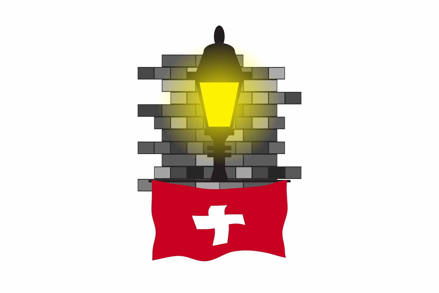 Switzerland Street Lamp Bricks Sticker