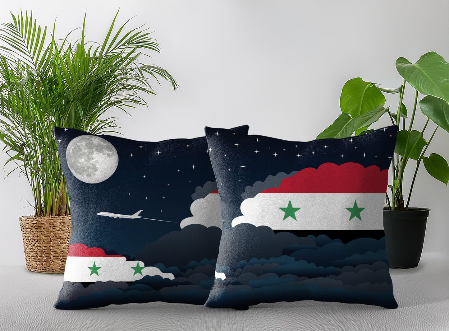 Syria Night Clouds Pillow Case and Pillow Throw