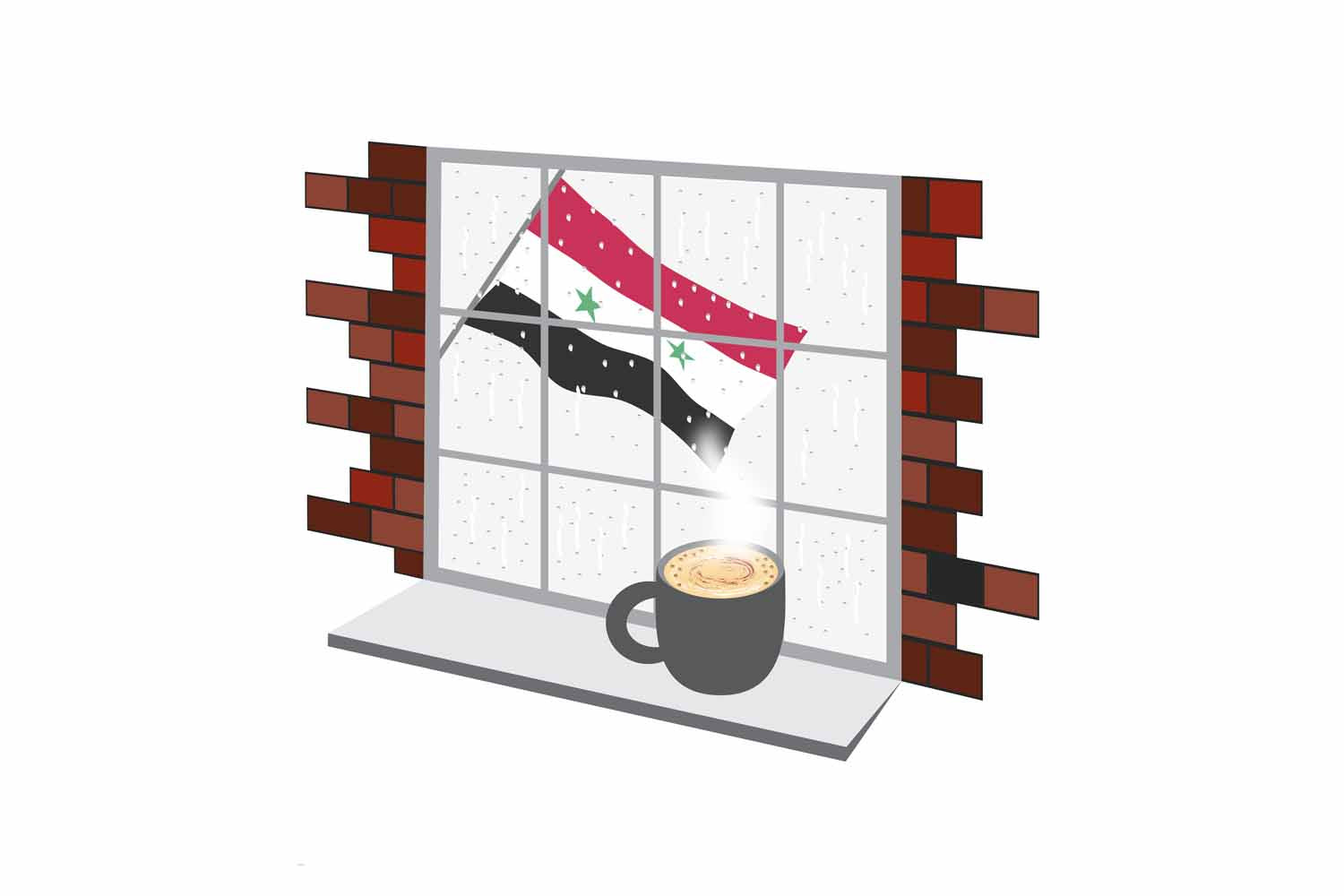 Syria Coffee Rain Window Sticker