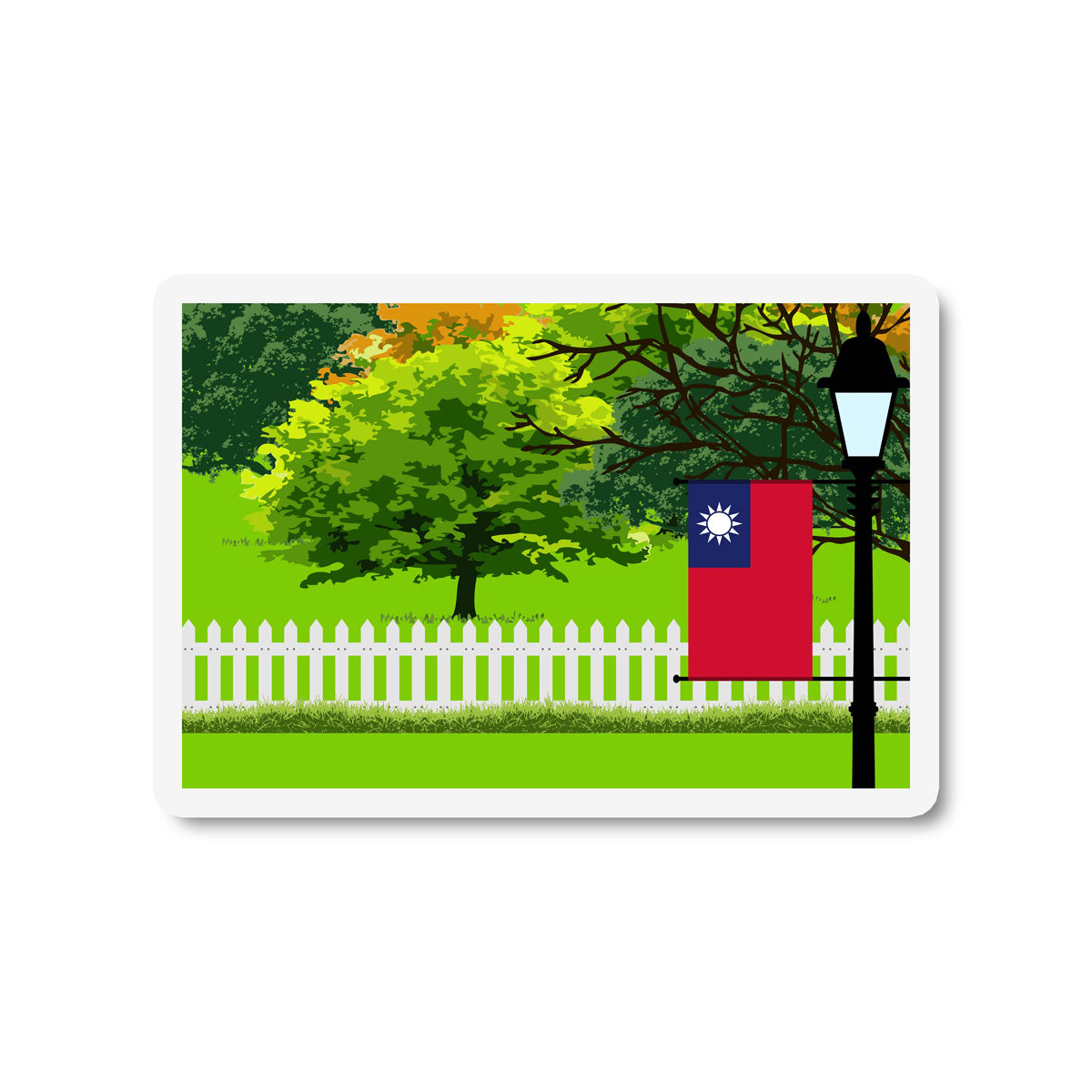 Taiwan Trees and Street Lamp Sticker