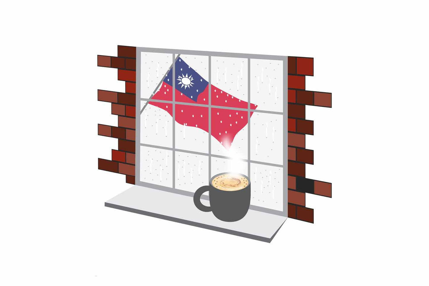 Taiwan Coffee Rain Window Fridge Magnet