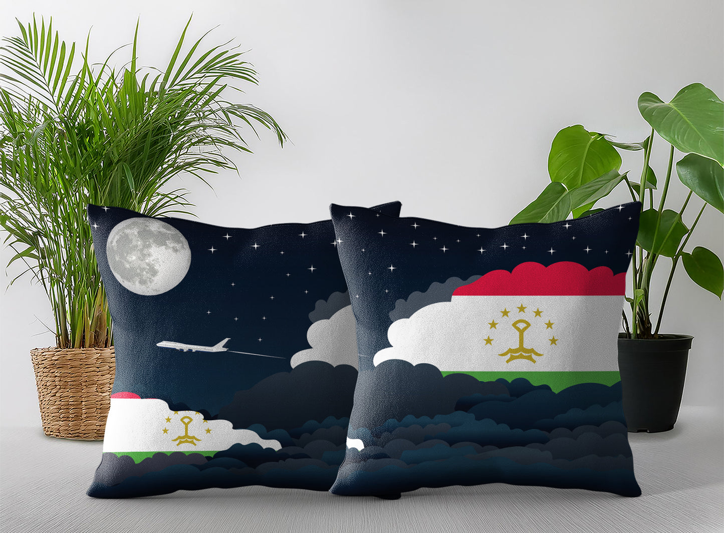 Tajikistan Night Clouds Pillow Case and Pillow Throw
