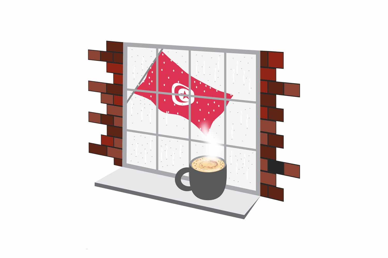 Tunisia Coffee Rain Window Fridge Magnet