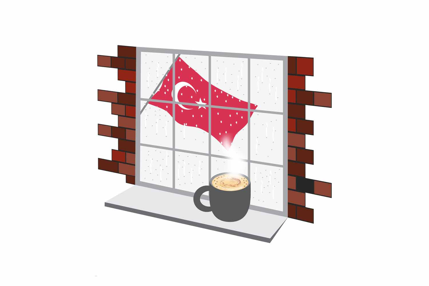 Turkey Coffee Rain Window Fridge Magnet