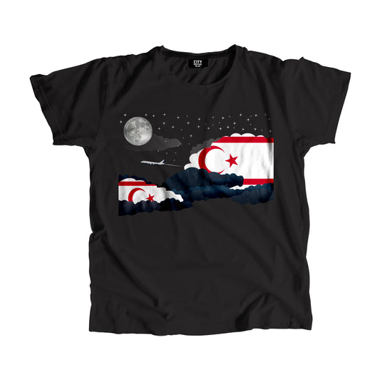 Turkish Republic of Northern Cyprus Night Clouds Airplane Airport Flight Men Unisex T-Shirt Night Clouds Airplane Airport Flight T-Shirt