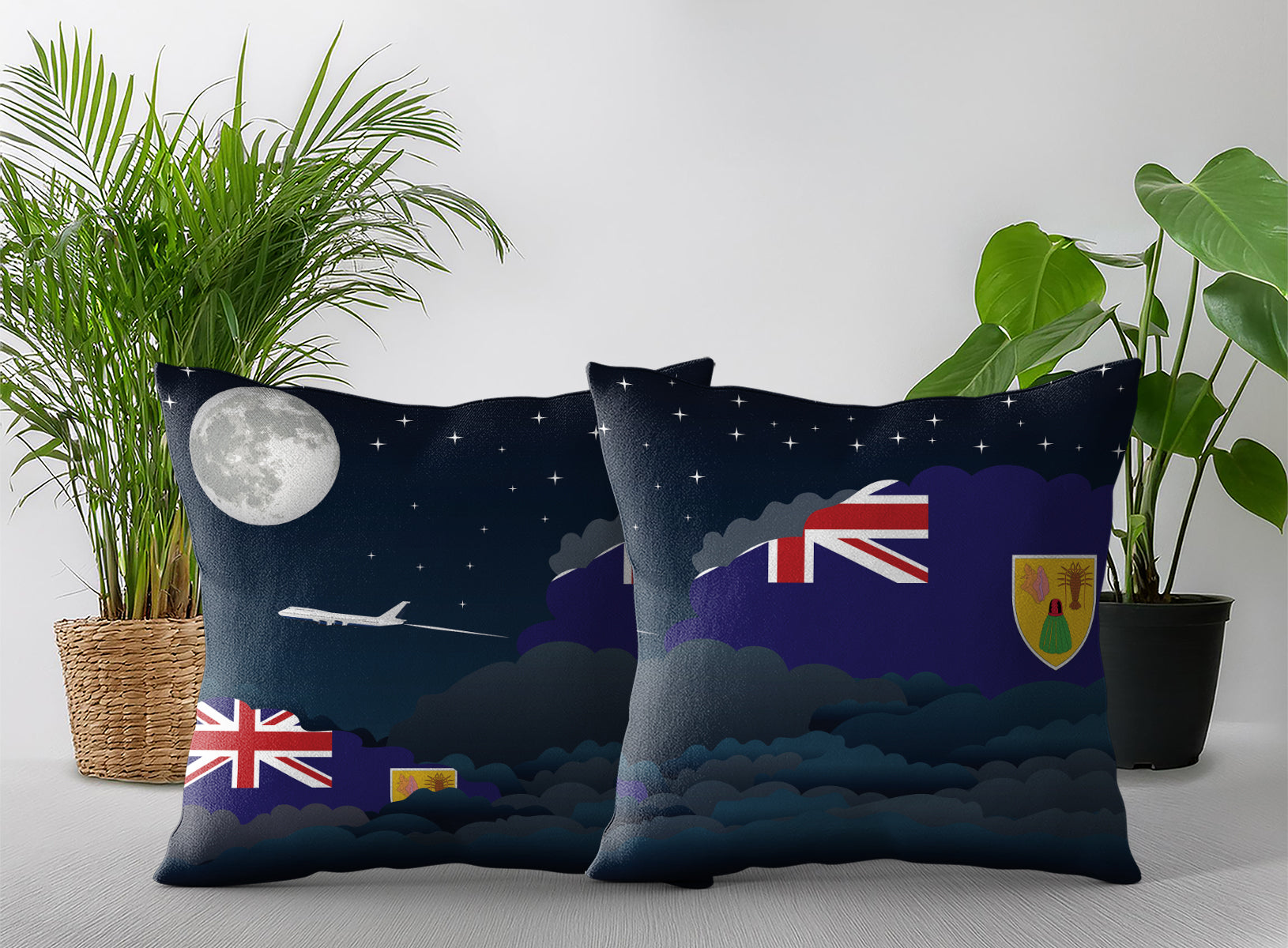 Turks Case and Caicos Islands Night Clouds Pillow Case and Pillow Throw