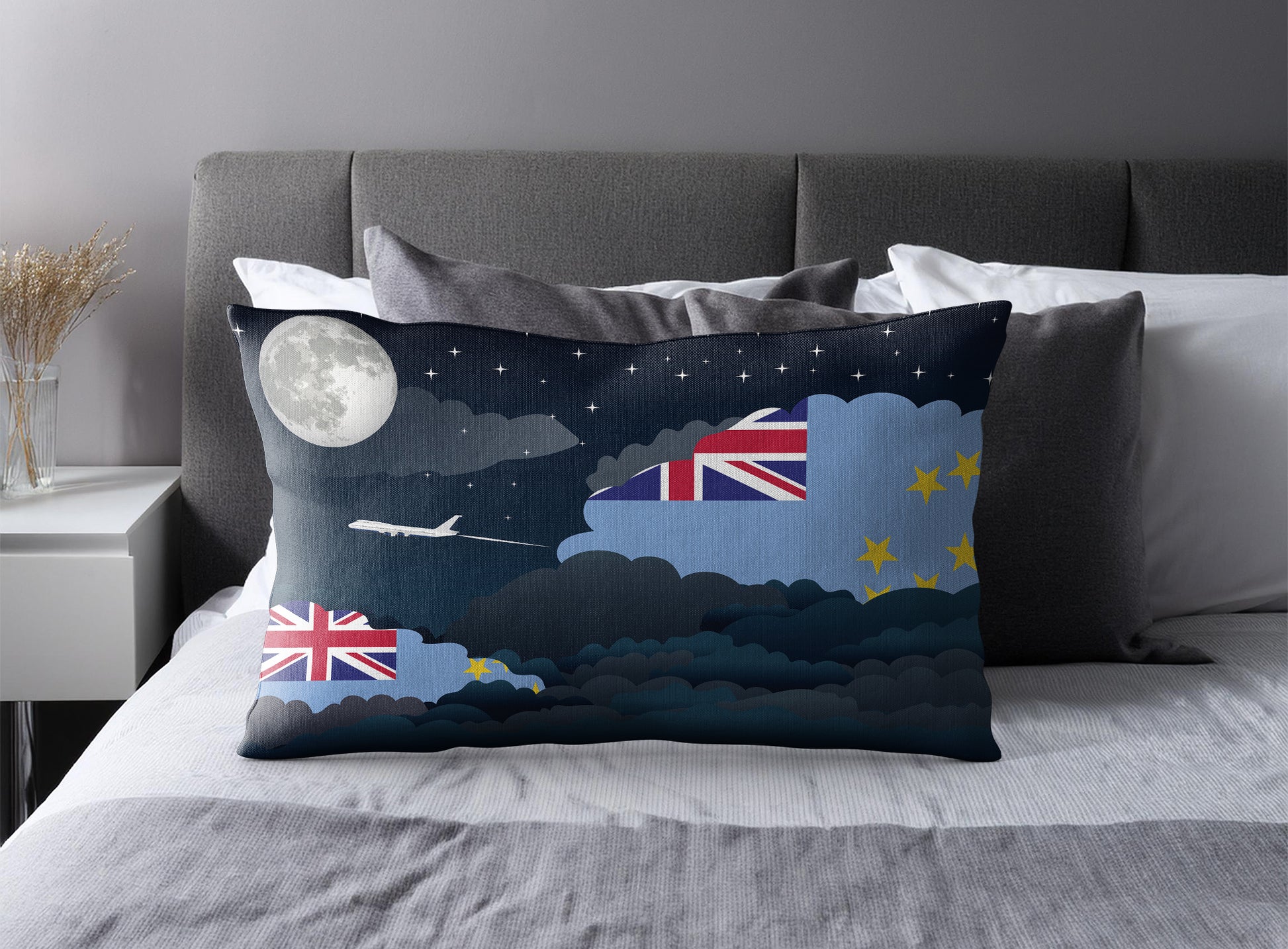 Tuvalu Night Clouds Pillow Case and Pillow Throw