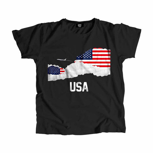 USA Flags Clouds Men Unisex T-Shirt