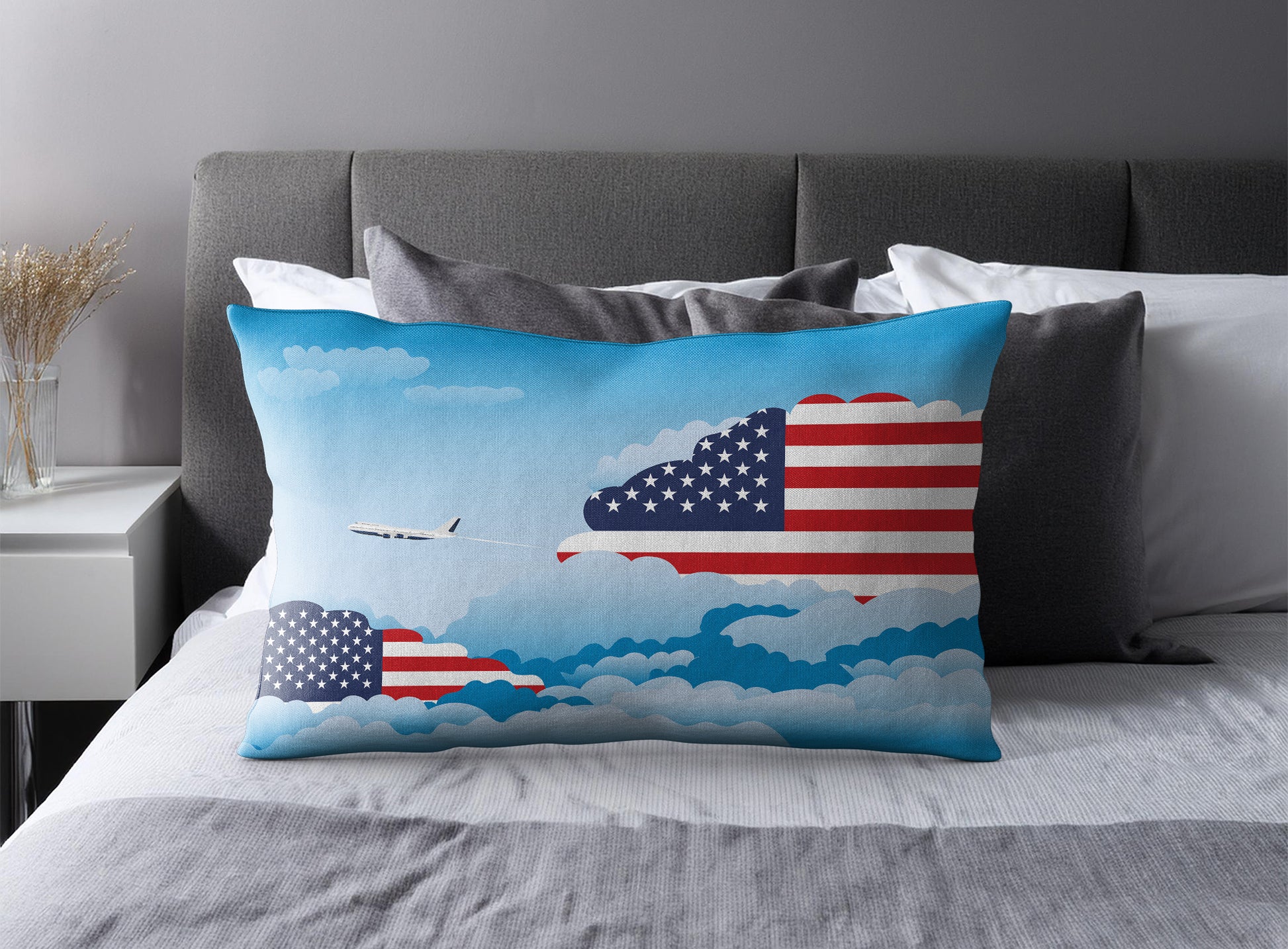 USA Day Clouds Pillow Case