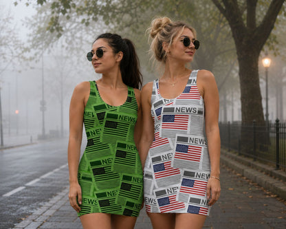 USA Newspapers Bodycon Dress (White)