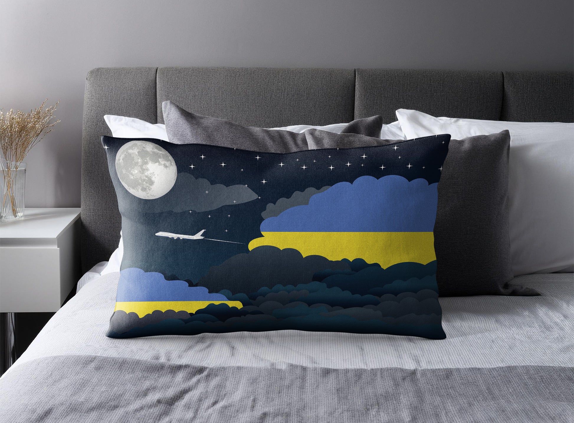 Ukraine Night Clouds Pillow Case and Pillow Throw