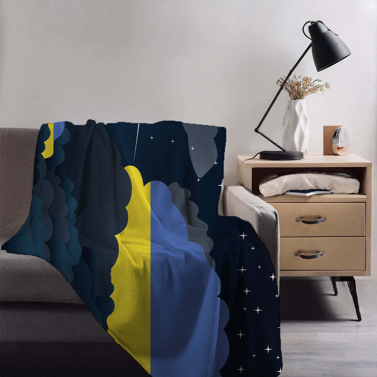 Ukraine Night Clouds Blanket Throw