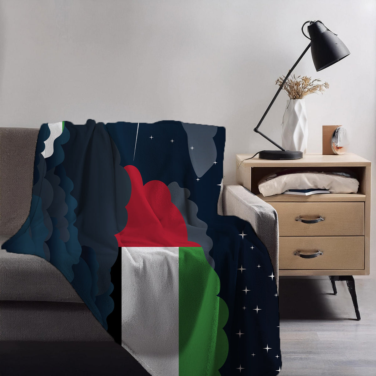 United Arab Emirates Night Clouds Blanket Throw