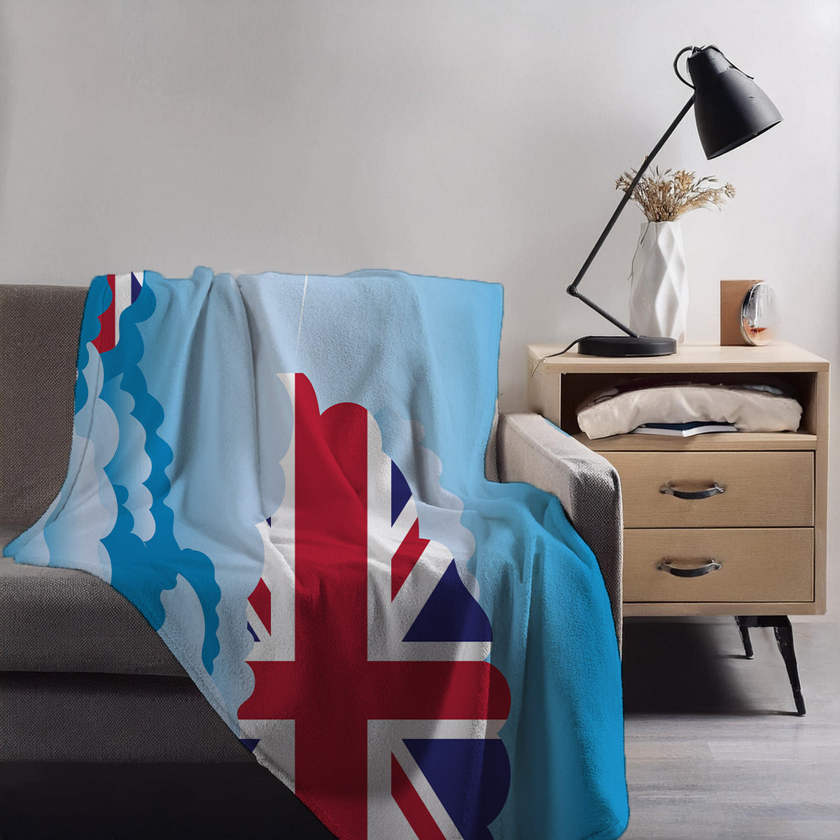 United KIngdom Day Clouds Blanket Throw