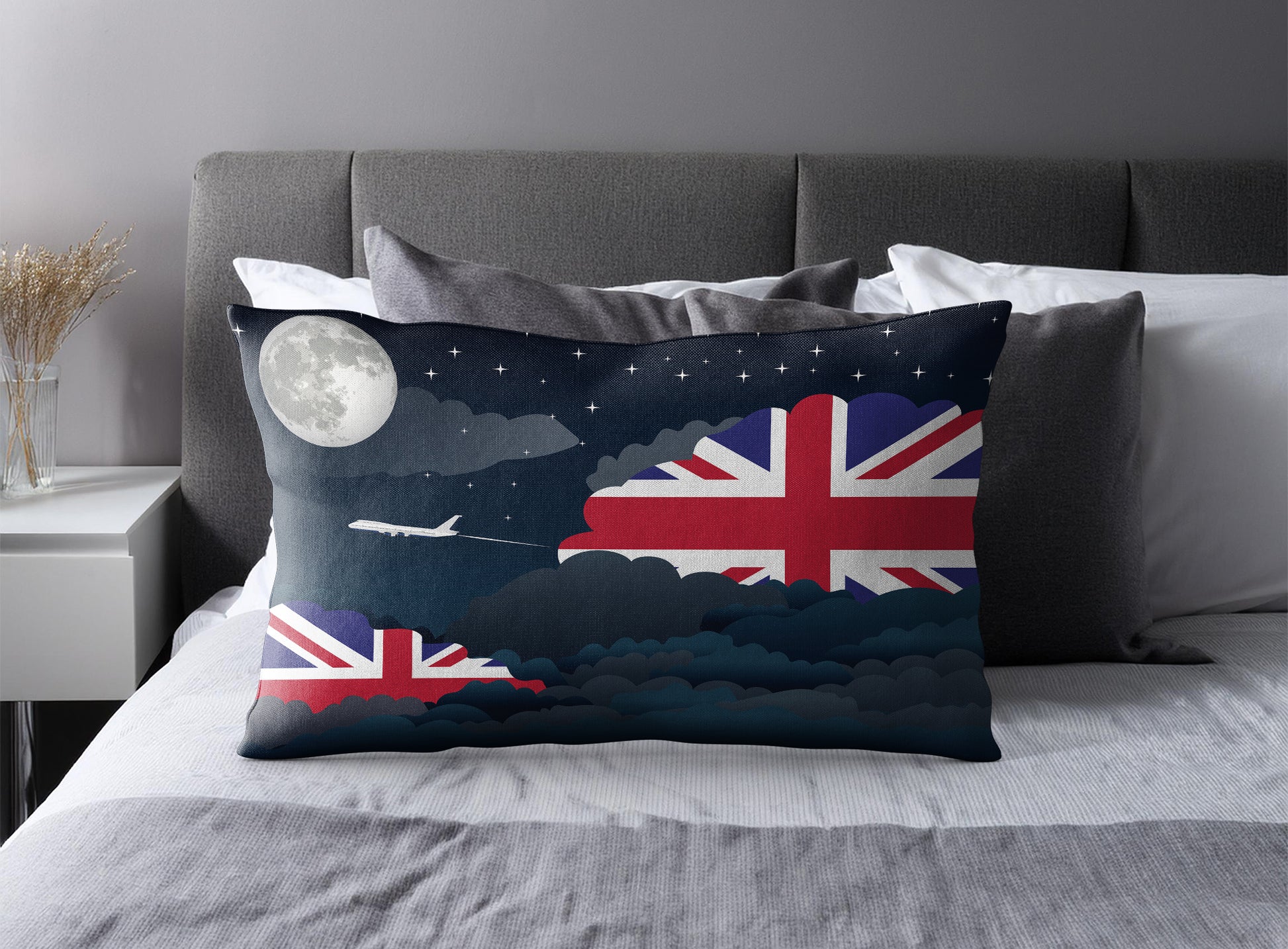 United KIngdom Night Clouds Pillow Case and Pillow Throw