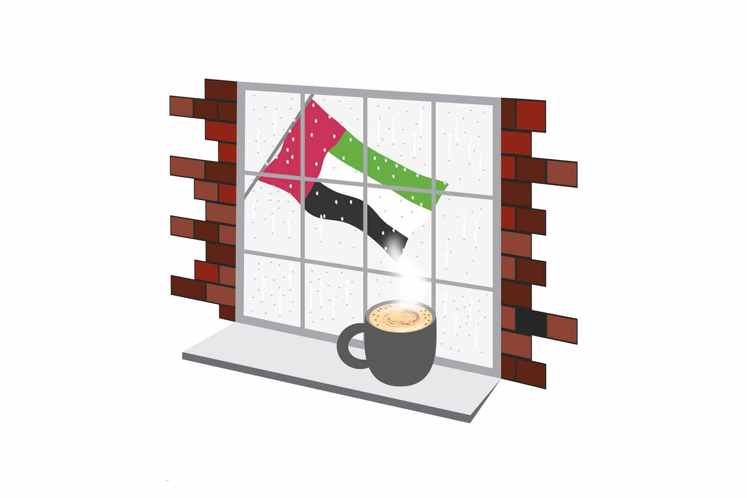 United Arab Emirates Coffee Rain Window Sticker