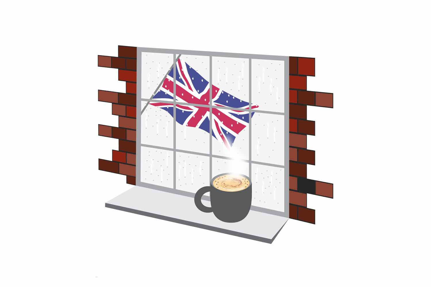 United KIngdom Coffee Rain Window Sticker