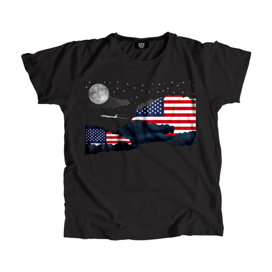United States Night Clouds Airplane Airport Flight Men Unisex T-Shirt Night Clouds Airplane Airport Flight T-Shirt