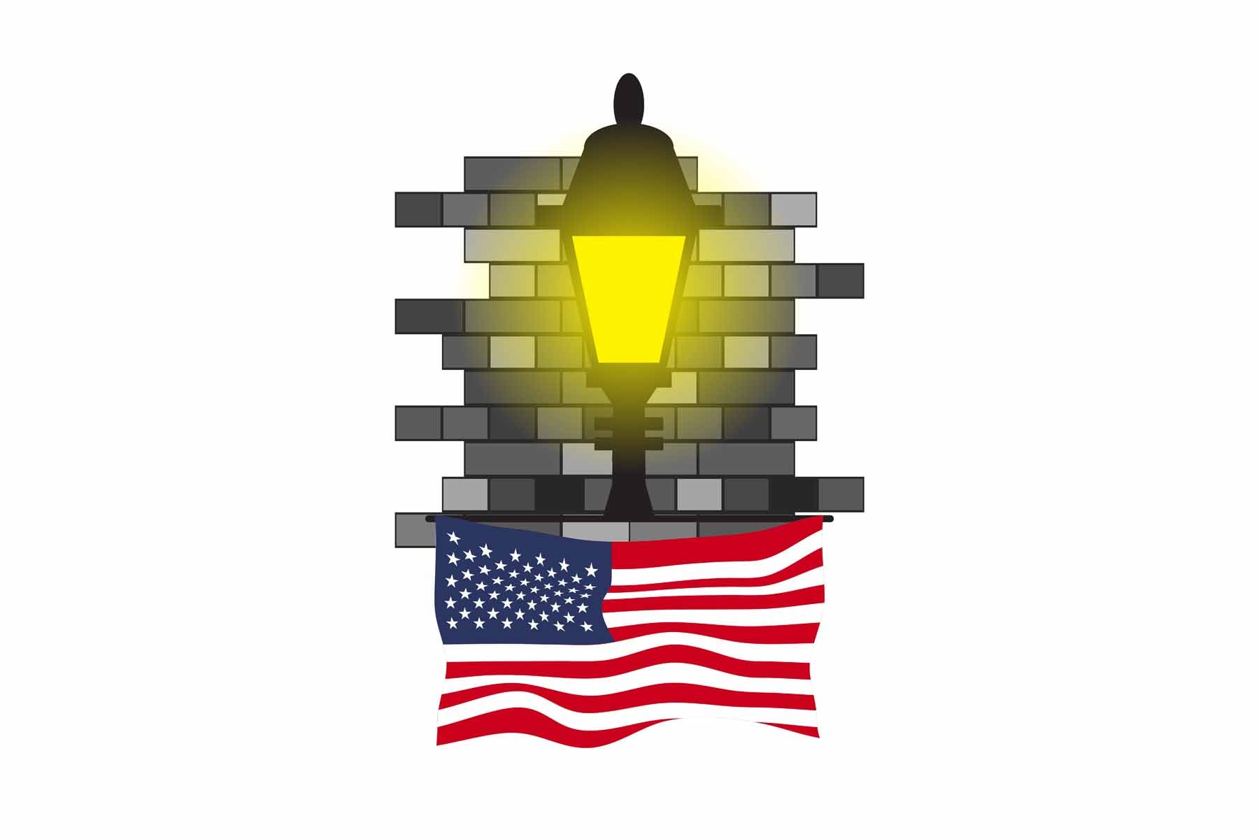 United States Street Lamp Bricks Magnet