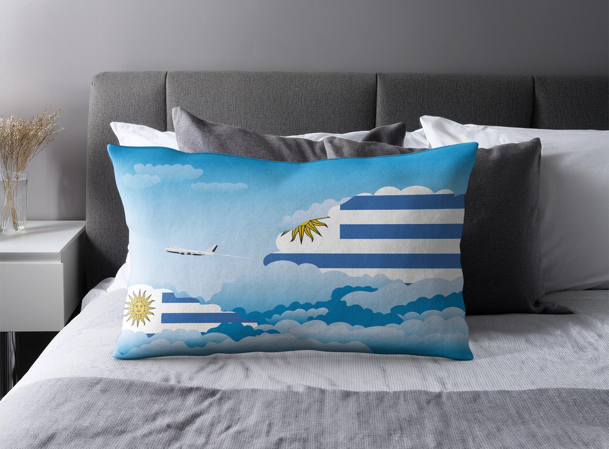 Uruguay Day Clouds Pillow Case