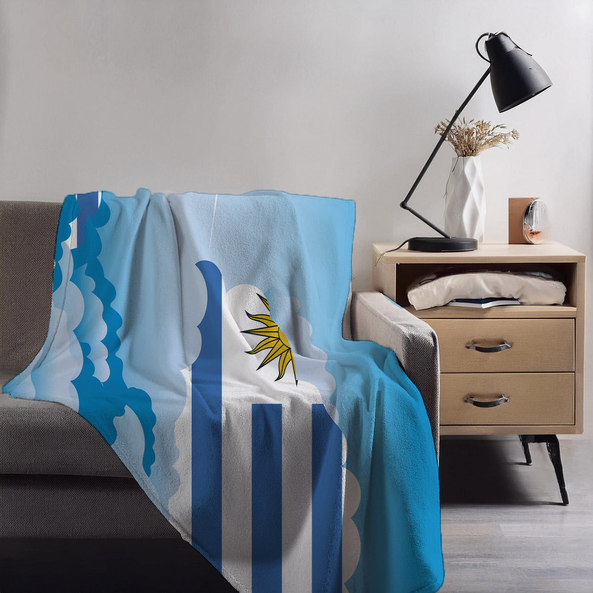 Uruguay Day Clouds Blanket Throw