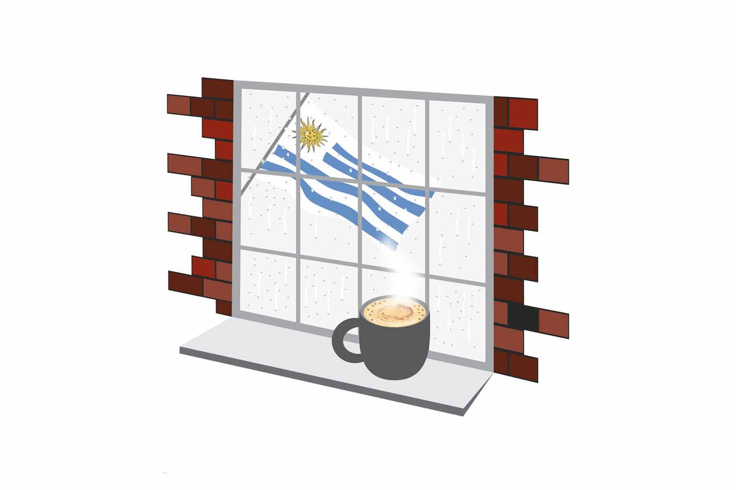 Uruguay Coffee Rain Window Fridge Magnet