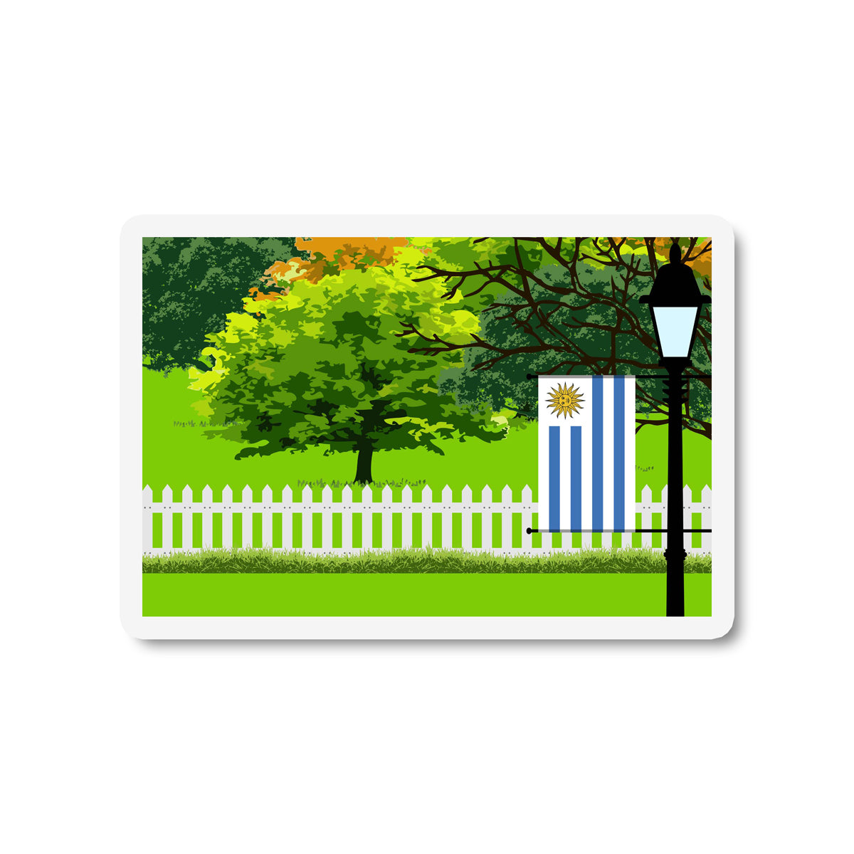 Uruguay Trees and Street Lamp Sticker