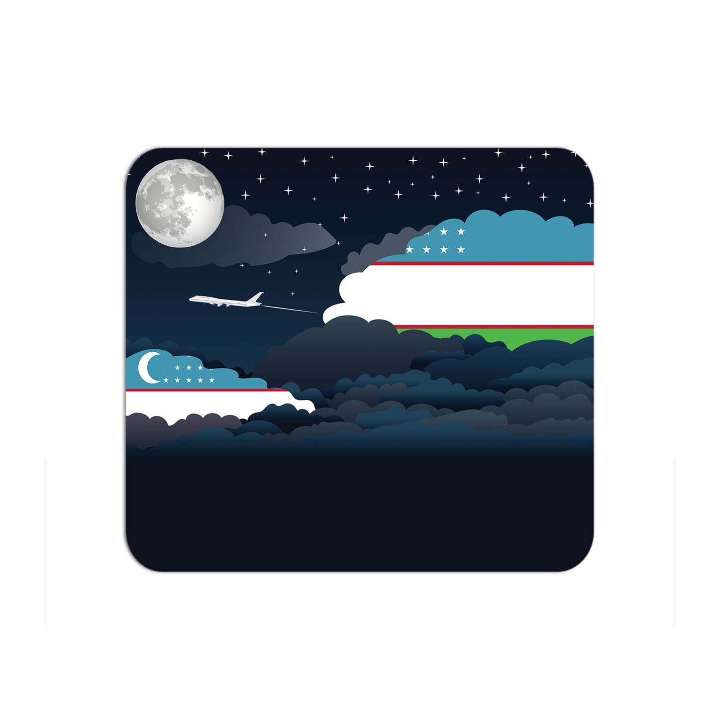Uzbekistan Airplane Airport Flight Night Clouds Mousepad 