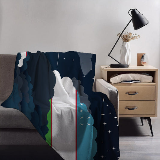 Uzbekistan Night Clouds Blankets & Throws | Premium Soft Blankets | City Posters Plus