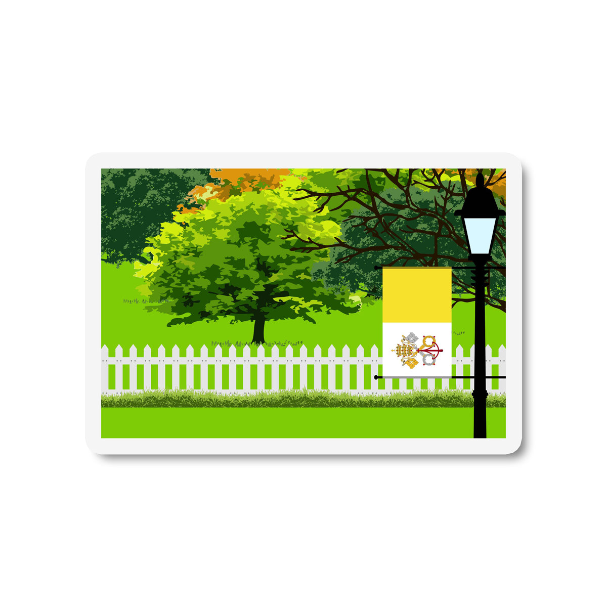 Vatican City Holy See Trees and Street Lamp Sticker