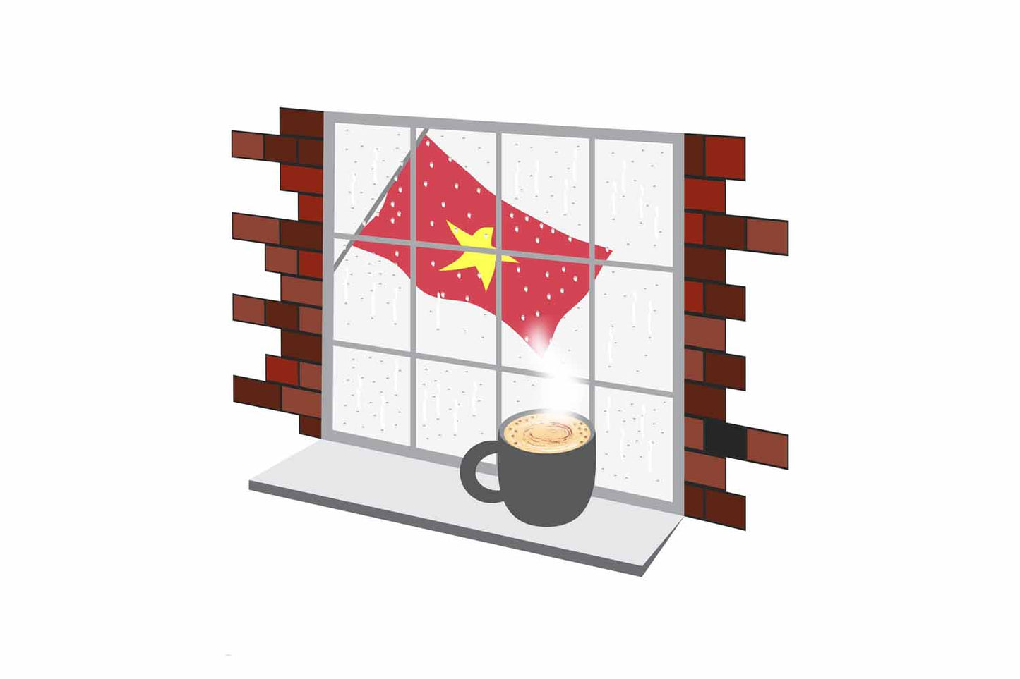 Vietnam Coffee Rain Window Fridge Magnet