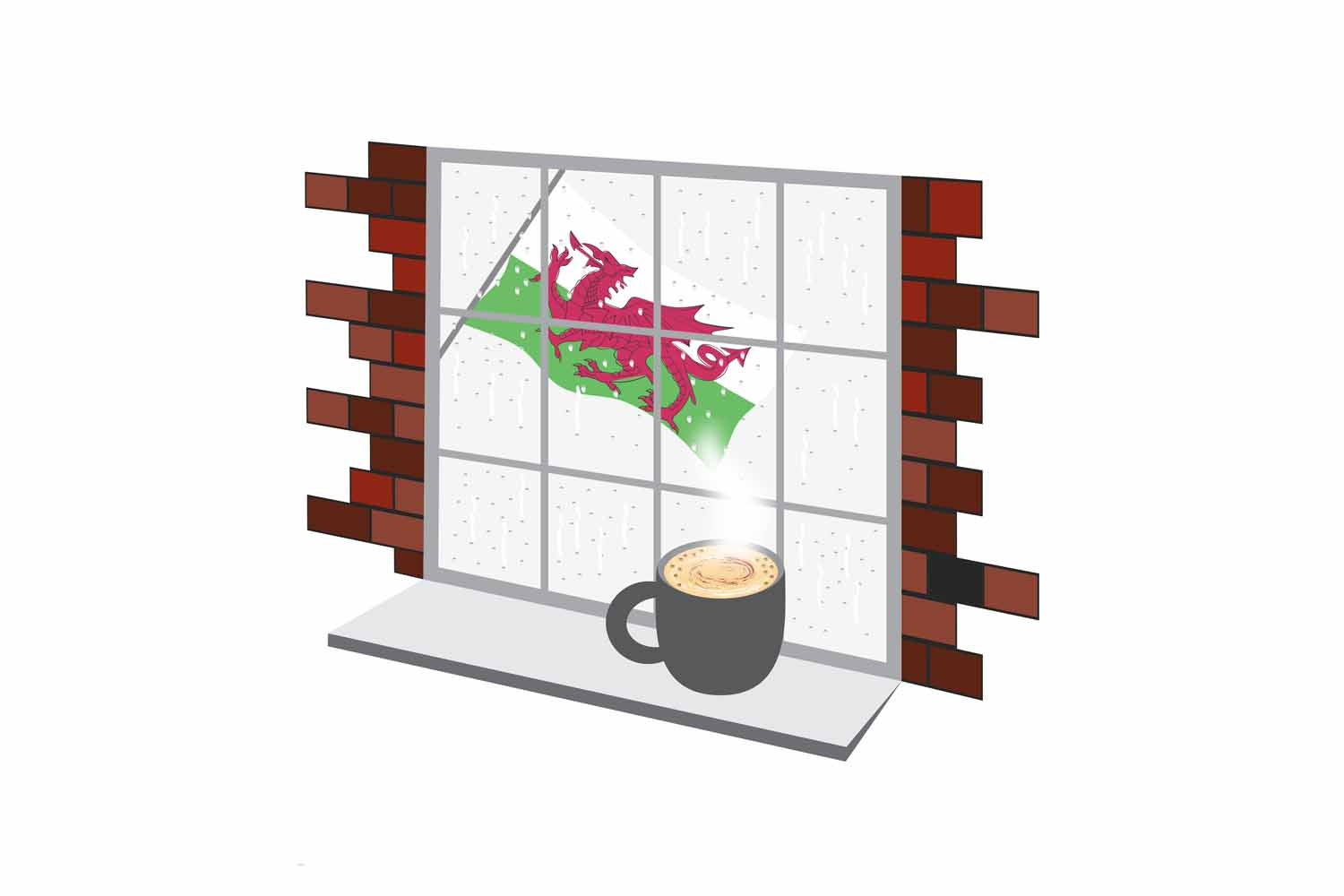 Wales Coffee Rain Window Fridge Magnet