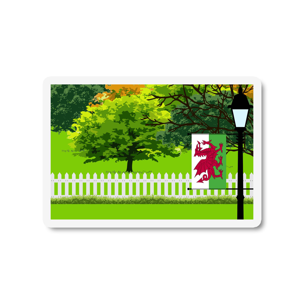 Wales Trees and Street Lamp Sticker