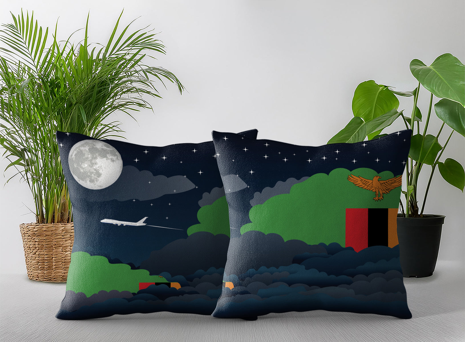 Zambia Night Clouds Pillow Case and Pillow Throw